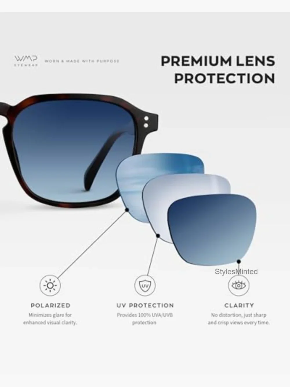 Men's Polarized Square Sunglasses UV400 Wide Fit Retro Style Driving